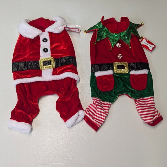 NWT Pet Apparel Size Medium Elf and Santa Dog Clothes - Picture 1 of 12